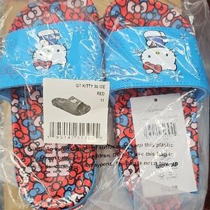 Charming Kitty Slide Sandals for Kids - Blue and Red